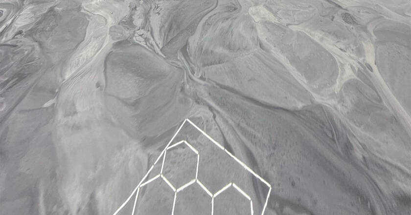 Swirling metallic epoxy floor finish in gray and silver, Wichita KS home